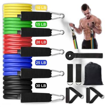 Imagem de Kit 11 Elásticos Academia Treino Pilates Estilo E Elegância