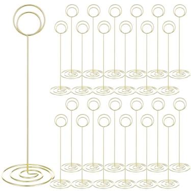 Imagem de Pacote com 24 porta-números de mesa, arame, fotos, fotos, nomes, menu, clipes, cartões de notas para recepção de casamento, aniversário, centros de mesa