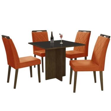 Imagem de Mesa de Jantar Los Angeles 120x80cm em Linho com 4 Cadeiras Minas Plac