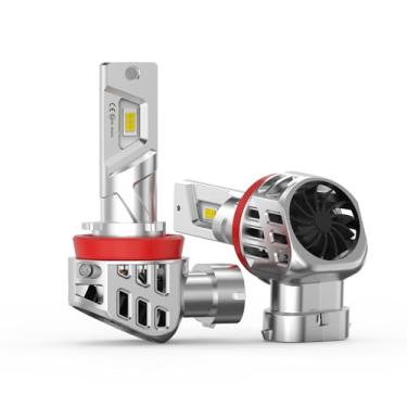 Imagem de Lâmpadas de Farol LED H11 Branco 5500K - Lâmpada de Atualização de Farol LED H11 (711) 400% Mais Brilhante - Lâmpada de Neblina LED Sem Erro Canbus - Lâmpadas 12v 55w Pacote com 2 Unidades