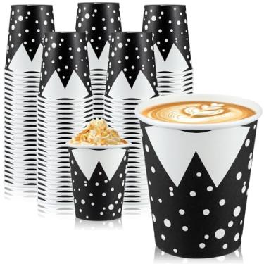 Imagem de FoldTier 50 peças de copos de festa góticos 255 g copos de papel descartáveis pretos suprimentos de festa de aniversário góticos para lembrancinhas de Halloween Dark Academia