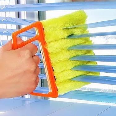 Imagem de 1 pacote com escova de limpeza de persianas, venezianas de poeira, utensílios de limpeza de cozinha domésticos laváveis e removíveis (laranja)
