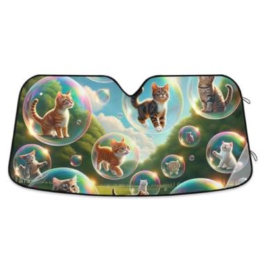 Imagem de Bubble Cats Para-brisa de carro Protetor solar de proteção contra o calor e raios UV Proteção solar contra o calor