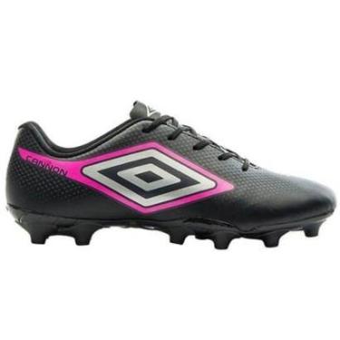 Imagem de Chuteira Campo Umbro Cannon Masculino-Preto+Rosa-Masculino