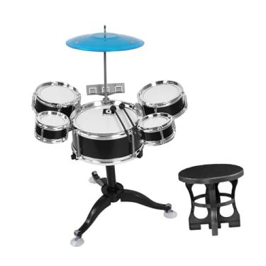Imagem de Kokiya Bateria Infantil - Instrumento de Percussão para Aprender e Batidas - Brinquedo para Crianças - Kit de Bateria Jazz, Preto