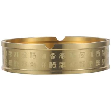 Imagem de SHINEOFI Cinzeiro redondo com tampa Recipiente decorativo retrô para cigarro para mesa de escritório em casa, cinzeiro de metal multifuncional com bordas lisas e fácil limpeza