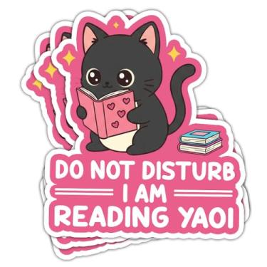 Imagem de HOSALA (7,6 cm - 3 peças) Adesivo Do Not Disturb I'm Reading Yaoi, adesivo engraçado Alpha Beta Omega BL Manhwa Yaoi, presente de amante de leitura de fãs femininos Omegaverse, decoração para laptop