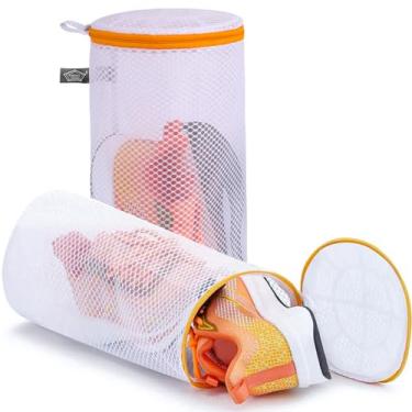 Imagem de Kimmama Sacos de Lavanderia de Malha, Bolsa para Lavar Sapatos na Máquina, Saco de Malha com Zíper para Máquina e Secadora, Calçado, Tênis, Sapatilha, Chinelo, Academia, Corrida