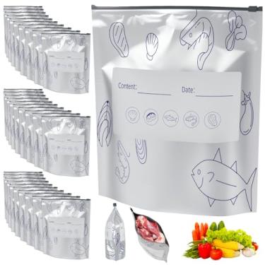 Imagem de 30 peças, saco de armazenamento de alimentos de folha de alumínio, 3 tamanhos, reutilizável, hermético, frescor para conservação fresca, saco de vedação engrossada com zíper para carne de frutas