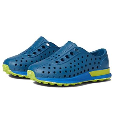 Imagem de Native Shoes Tênis infantil unissex Robbie Sugarlite estampado infantil (criança pequena) – Perfurado – Cabedal sintético, Azul trincheira/azul barracuda/salto palmeira/borracha salpicada, 17