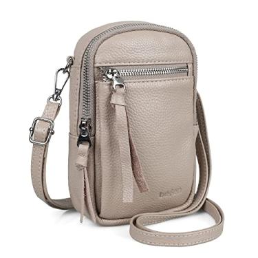 Imagem de befen Bolsa tiracolo feminina de couro genuíno, pequena com zíper e bloqueio de RFID, Estilo 02 - nude, Small