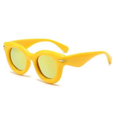 Imagem de Óculos de Sol UV400 - Oval com Rebites em Cores Vibrantes, Estilo Punk, para Homens e Mulheres, Esportivos, para Corrida, Ciclismo e Atividades ao Ar Livre, Amarelo