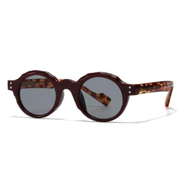 Imagem de Óculos de Sol UV400 - Rebites Redondos Vermelho Punk para Homens e Mulheres, Esportes ao Ar Livre, Corrida e Ciclismo, Cor Vinho C3, Preto