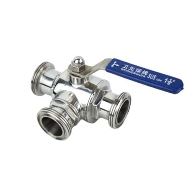 Imagem de 38 mm 51 mm 3.8 cm 5.1 cm extremidade de conexão SMS SUS 304 aço inoxidável sanitária T L porta Tee 3 vias válvula de esfera cerveja caseira (T-Port, 51 mm)