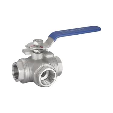 Imagem de 1/2 3/4 1 1-1/4 2 polegadas três vias 304 rosca de aço inoxidável válvula de esfera tipo L tipo L DN15 DN20 DN25 DN32 DN40 DN50 1 peça (5 cm, tipo L)