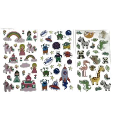 Imagem de Cartela de Adesivos 25 Unidades Sortidos Espaço Animal e Arco-íris School Basics