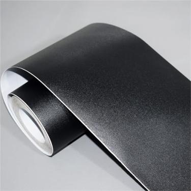 Imagem de GQQGSHOP Borda de papel de parede autoadesiva de 10 metros, fita de reparo de acabamento de borda de PVC, acabamentos de moldagem de rodapé, para banheiro, sala de estar, cozinha (preto fosco, 6 cm)