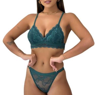 Imagem de Conjunto Lingerie de Luxo Rendado s/ Bojo Feminino Sensual  - Mi Amore