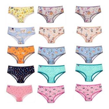 Imagem de Kit 12 Calcinhas Infantil Malha Estampa Revenda Atacado - Mi Amore, M,