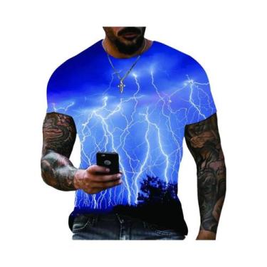 Imagem de Camiseta Masculina Oversized De Verão Com Estampa Digital 3D Casual De
