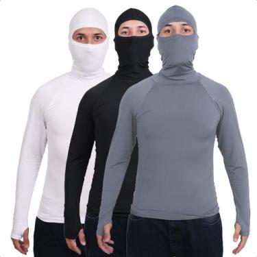 Imagem de Kit 3 Camisa Segunda Pele Proteção Uv Térmica Touca Ninja - USUP, M, P
