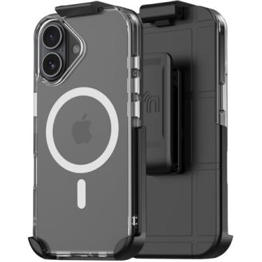 Imagem de Nakedcelllphone Combo para iPhone 17, capa antichoque e suporte de coldre com clipe de cinto (compatível com MagSafe) - transparente