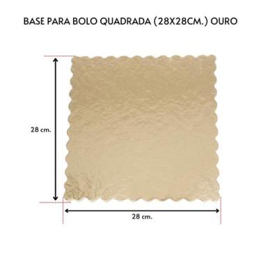 Imagem de 10 Base Laminada Cake Board Para Bolo Quadrado 28x28cm Ouro - TAMAROZZ