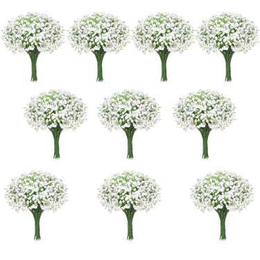 Imagem de Cherica 200 peças de flores artificiais para bebês - Gypsophila Babys Breathe Flowers Artificial Bulk-White Real Touch Flores falsas para casamento, casa, decoração de jardim