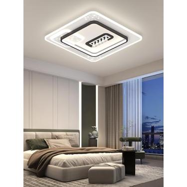 Imagem de Luminária de teto LED moderna para sala de estar com controle remoto, dimerizável (3000K-6000K), econômica, semi-embutida, ideal para quarto, sala de estar, escritório e sala de estudos (Est