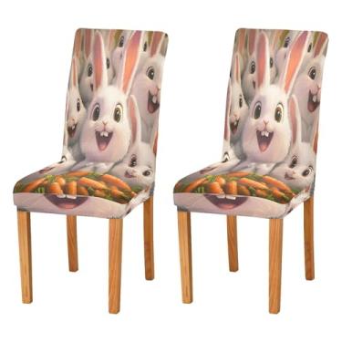 Imagem de SEHANY Lindas capas de cadeira de coelho de conto de fadas para sala de jantar, conjunto de 4, capa protetora elástica removível e lavável para cadeira de jantar para cozinha, hotel, festa, decoração