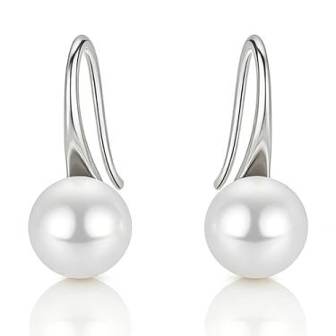 Imagem de Brincos femininos de gota de pérola, brincos pendentes elegantes para ela, presente para o dia a dia e ocasiões especiais, Adjustable, Cobre, Sem pedra preciosa