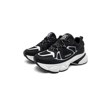 Imagem de Tênis esportivo casual feminino, malha respirável e cadarço de poliuretano, tênis leve de borracha termoplástica para viagens diárias, esportes, saídas, Preto, 36