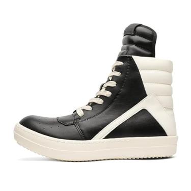 Imagem de Street Style Vintage Tênis feminino de cano alto, couro macio com zíper, retrô, moderno, unissex, tênis, Preto, 38