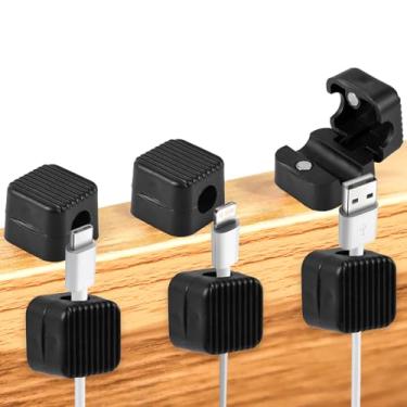 Imagem de 6 peças de organizador de cabos magnéticos, suporte organizador de cabos, clipes magnéticos para cabo de mesa, suporte de carregamento de telefone, fio para casa, escritório, mesa, carro, quarto, mesa
