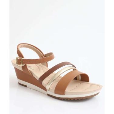 Imagem de Sandália Feminina Plataforma Recorte Modare Caramelo-18285, 38, Carame