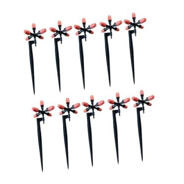 Imagem de IEUDNS Aspersor de jardim ajustável com estaca, tubo de 4/7 mm, bico múltiplo, aspersor de 360 ​​graus para canteiros de flores e gramados.