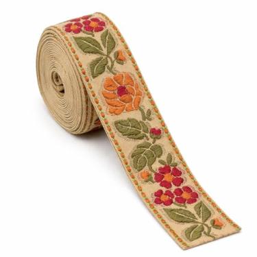 Imagem de Fita decorativa bordada jacquard floral de 10,9 metros, acabamento de tecido de poliéster de 30 mm de largura para projetos de costura, artesanato DIY, vestuário e detalhes domésticos