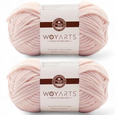 Imagem de Woyarts Pacote com 2 fios de veludo – Fio de chenille grosso super volumoso para crochê e tricô (2 x 100 g) - grosso, fofo e macio - perfeito para cobertor de bebê, amigurumi, projetos de pelúcia