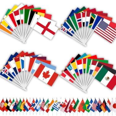 Imagem de AhfuLife Bandeira de futebol europeu, mini bandeiras alemãs de mão com pólo branco de 30 cm para 2024 fãs de futebol euro decoração de festa (2026 bandeiras da Copa do Mundo)