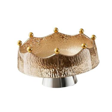 Imagem de Ｂｅｓｇａ Fruteira com Pé, Prato para Frutas, Bandeja de Armazenamento Multifuncional e Leve para Celebrações, Casamentos e Aniversários, Marrom E Prata