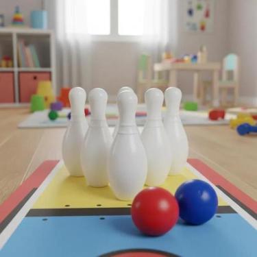 Imagem de Jogo Boliche Infantil Divertido 6 Pinos 2 Bolas Colorido Família Crian
