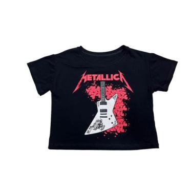 Imagem de Blusa Metallica Blusinha Camiseta Cropped Feminino Banda de Rock Sf272