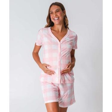 Imagem de Pijama Feminino Gestante Xadrez Marisa Rosa-70073, Rosa, G