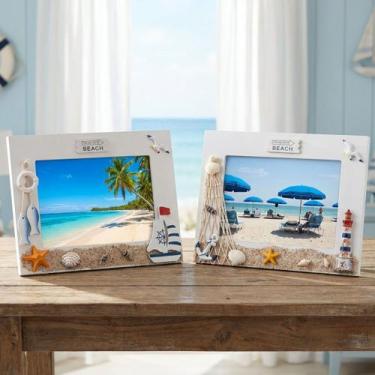 Imagem de Porta Retrato Náutico Marítimo Casa De Praia De 7x5 Kit 2pçs - Genéric