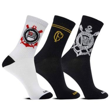 Imagem de Kit 3 Pares Meia Esportiva Masculina Running Bike Gym Corinthians, (38