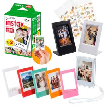 Imagem de Super Kit Filme Instax Mini 20 Fotos Original + Acessórios Exclusivos porta foto para foto Mini, estojo, moldura e adesivos para personalizar