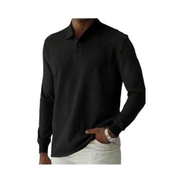 Imagem de Camisa Polo Casual De Manga Longa Para Homens, T-Shirt De Moda De Alta