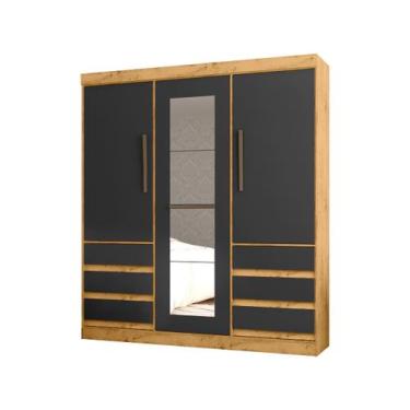 Imagem de Guarda-roupa Casal com Espelho 3 Portas 6 Gavetas Araplac Maiami, Frei