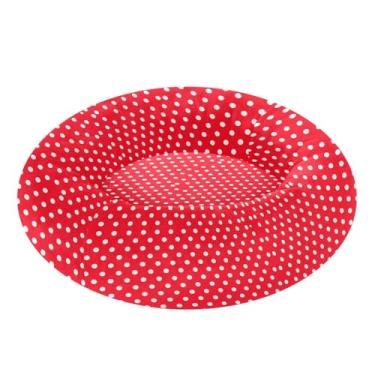Imagem de STAYTOP Cama acolchoada redonda de bolinhas brancas para gatos e cães, camas macias para animais de estimação, camas laváveis e calmantes para cães com fundo antiderrapante - M