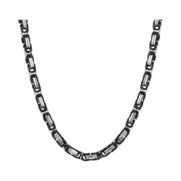 Imagem de Colar Masculino De Corrente Longa Bizantina Em Aço Inoxidável Pesado J